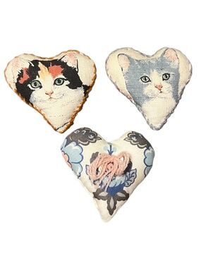 Set of 3 Cloth Fabric Hearts Rustic Bowl Filler Decor